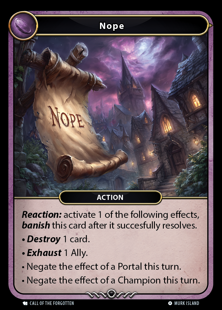 Nope card front