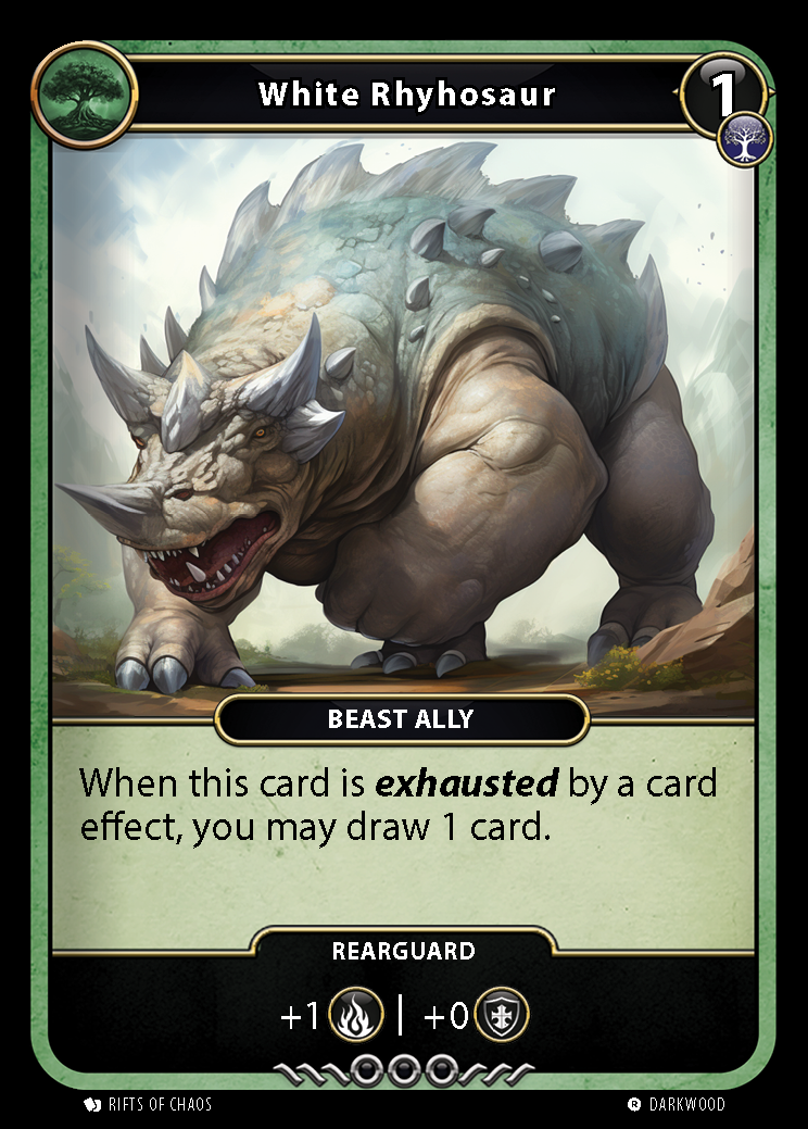 White Rhyhosaur card front
