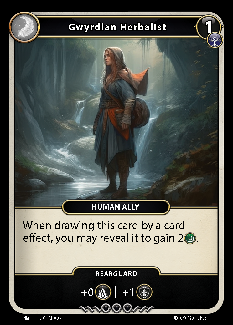 Gwyrdian Herbalist card front